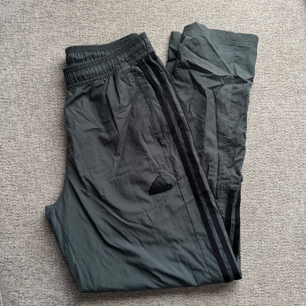 adidas Dark Gray Track Pants with Black Three-Stripes